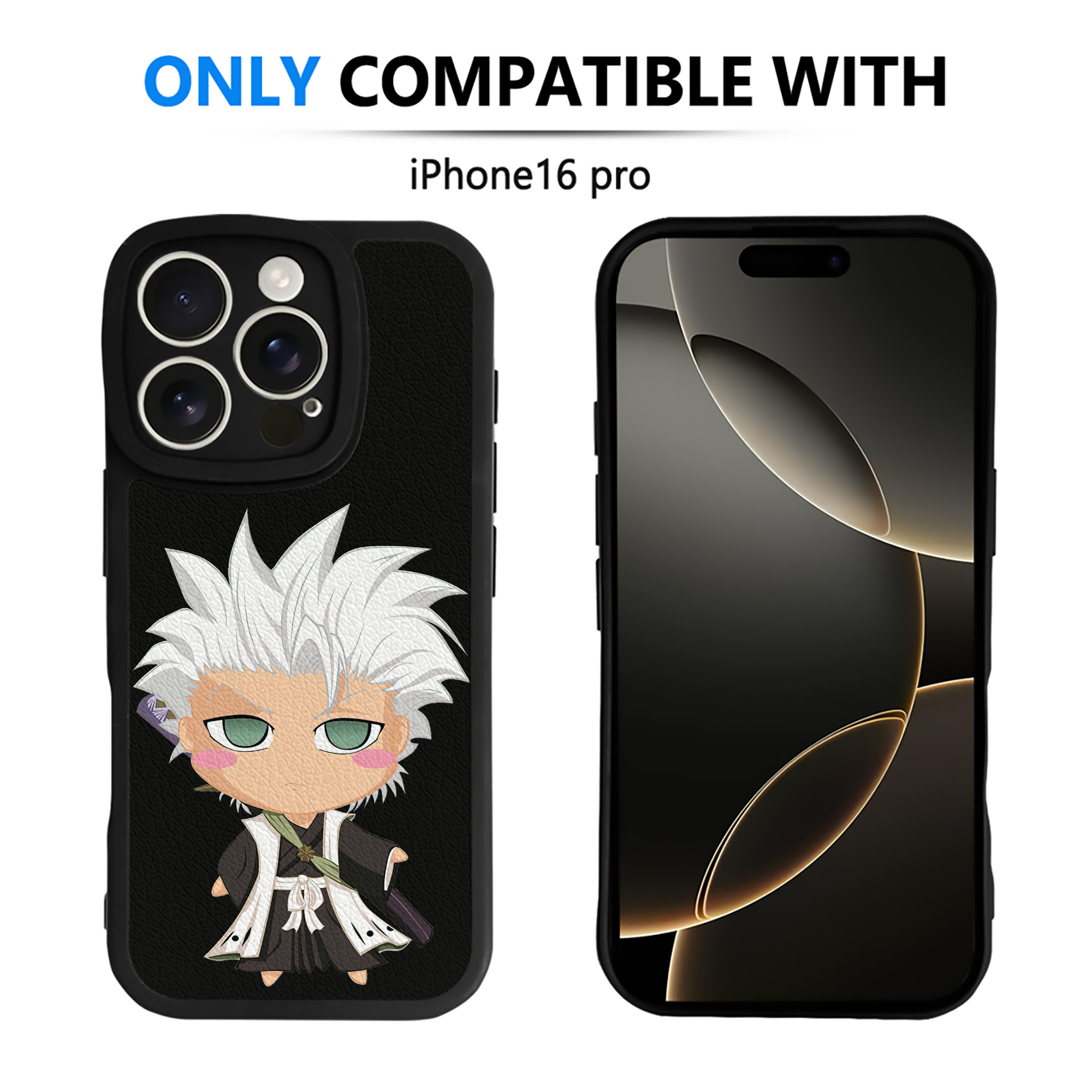 （画像用） ブリーチ 日番谷冬獅郎（ひつがや とうしろう） BLEACH Hitsugaya Toushirou 【iPhone 16シリーズ対応】シリコンスマホケース（レザー調） 材質：シリコン